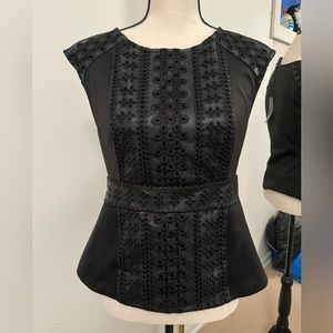 BRAND NEW - BCBG MAXAZRIA Black Leather Blouse